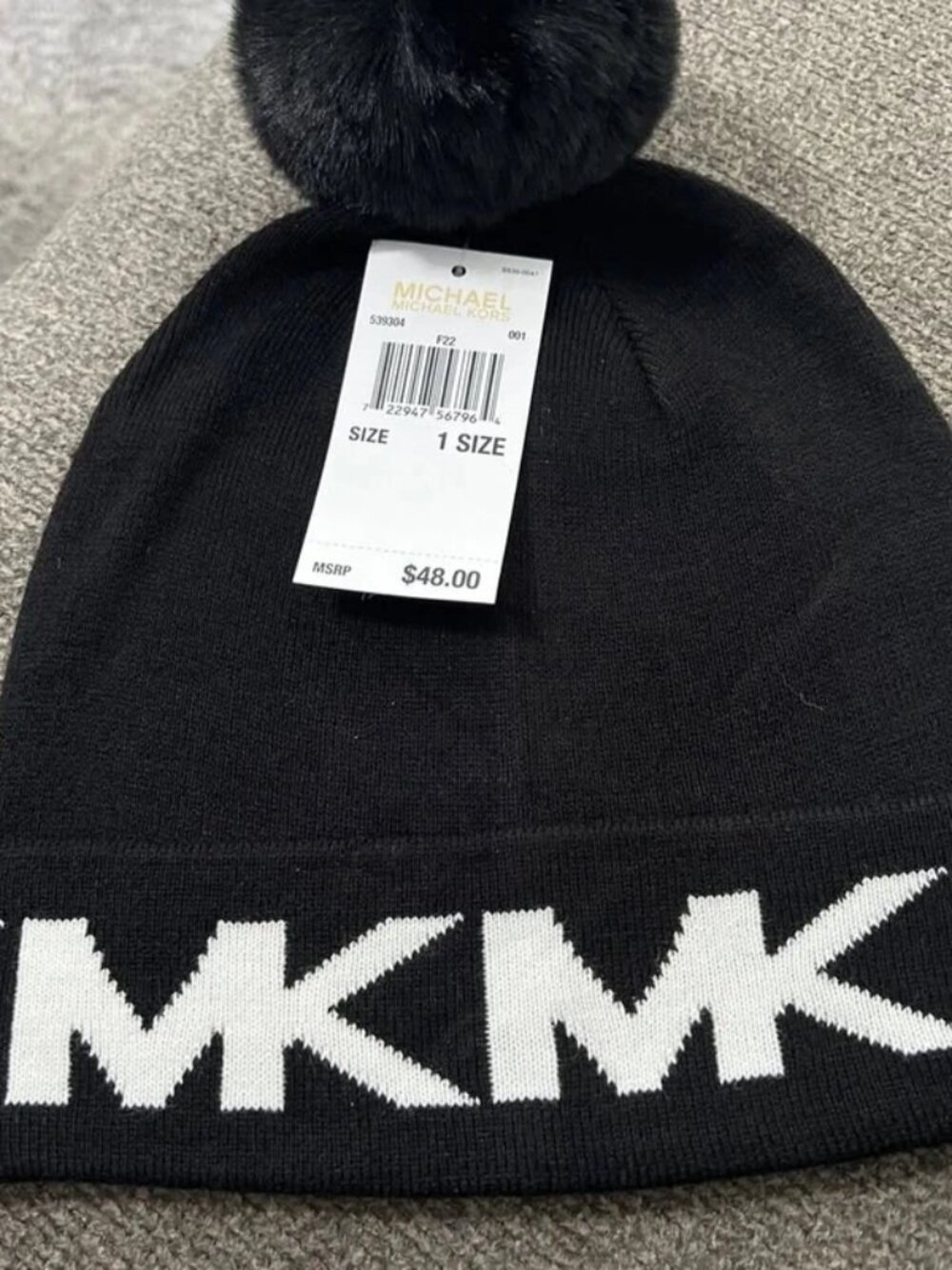 ** Michael Kors Women's Stacked Logos Knit Hat Beanie Black new
